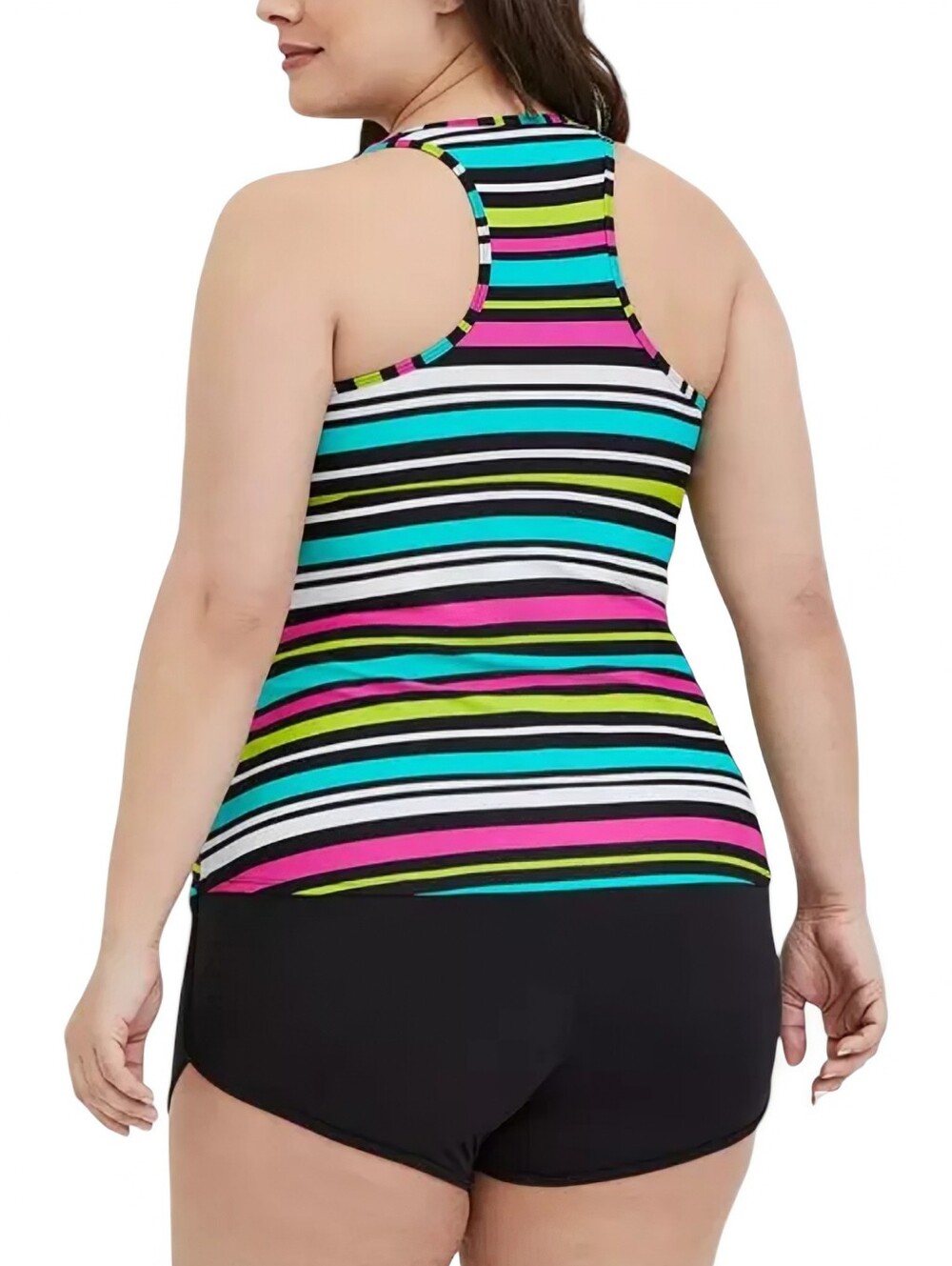 Torrid Wireless Racerback Tankini Striped Colorful Swim Top Size 2 18/20 - Picture 11 of 12